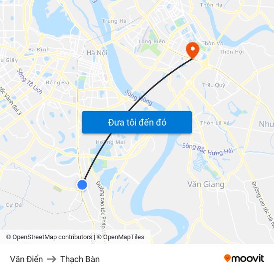 Văn Điển to Thạch Bàn map