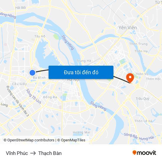 Vĩnh Phúc to Thạch Bàn map