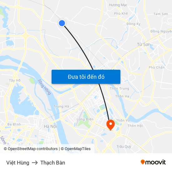 Việt Hùng to Thạch Bàn map