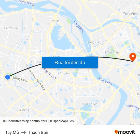 Tây Mỗ to Thạch Bàn map