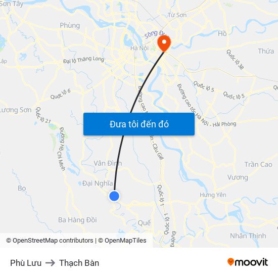 Phù Lưu to Thạch Bàn map