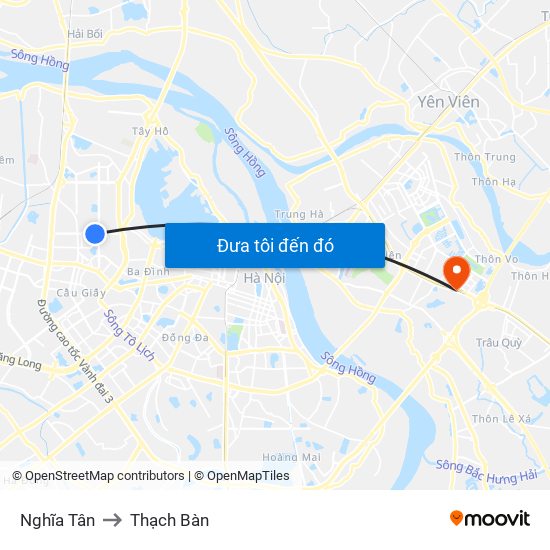 Nghĩa Tân to Thạch Bàn map