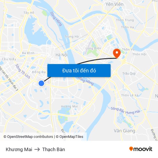 Khương Mai to Thạch Bàn map