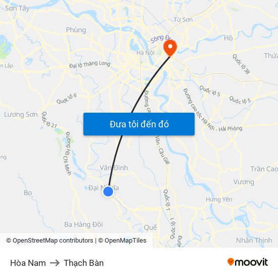 Hòa Nam to Thạch Bàn map