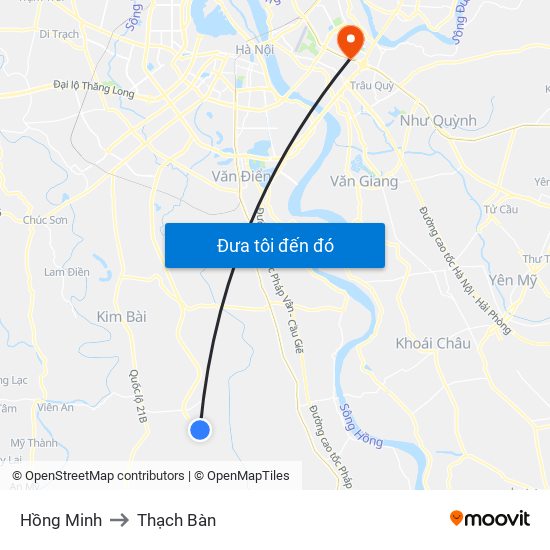 Hồng Minh to Thạch Bàn map