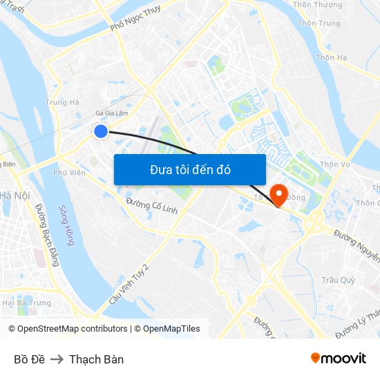 Bồ Đề to Thạch Bàn map