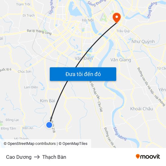 Cao Dương to Thạch Bàn map