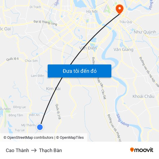 Cao Thành to Thạch Bàn map