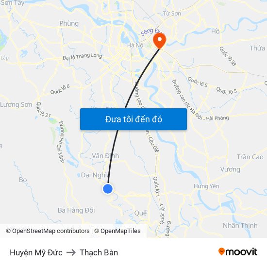 Huyện Mỹ Đức to Thạch Bàn map