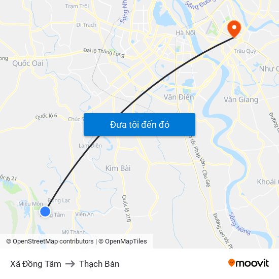 Xã Đồng Tâm to Thạch Bàn map