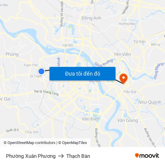 Phường Xuân Phương to Thạch Bàn map