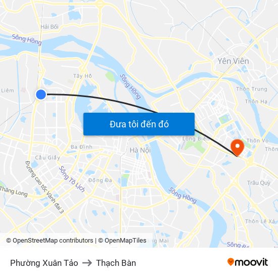 Phường Xuân Tảo to Thạch Bàn map