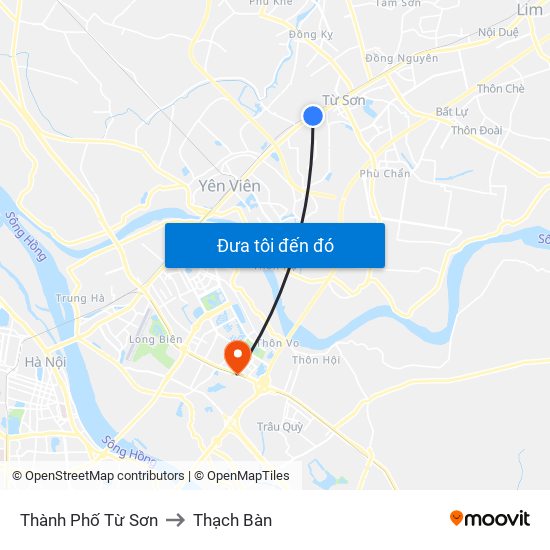 Thành Phố Từ Sơn to Thạch Bàn map