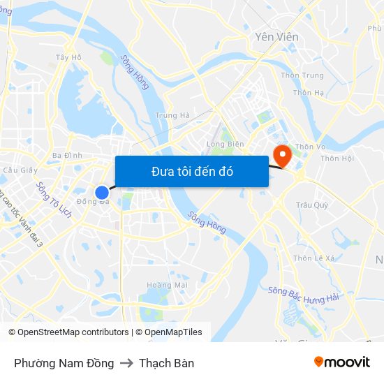 Phường Nam Đồng to Thạch Bàn map