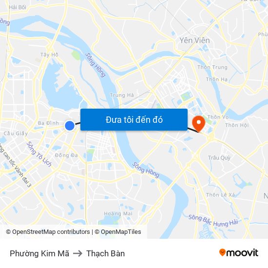 Phường Kim Mã to Thạch Bàn map