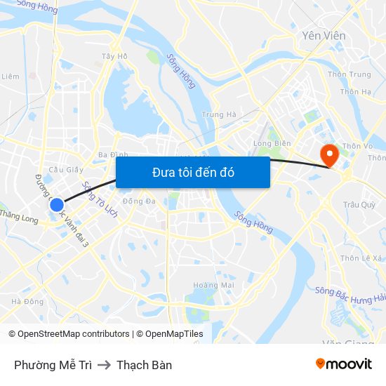 Phường Mễ Trì to Thạch Bàn map