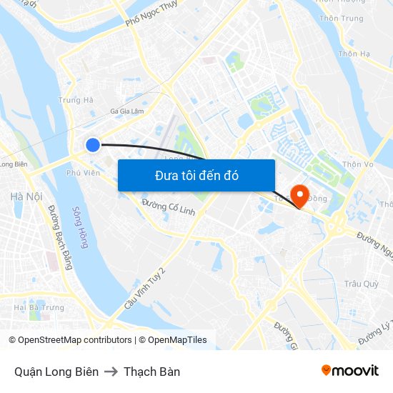 Quận Long Biên to Thạch Bàn map