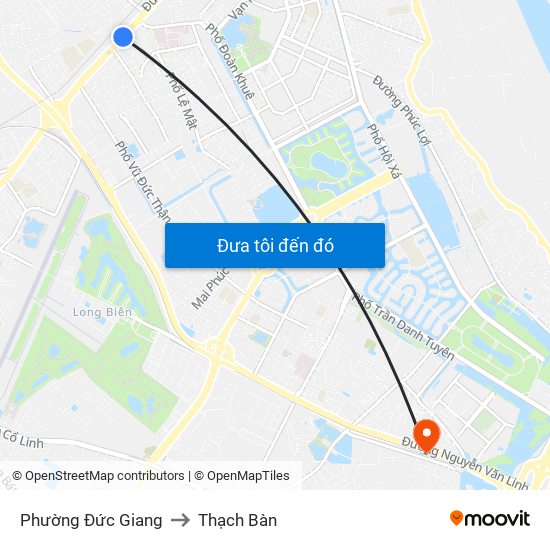 Phường Đức Giang to Thạch Bàn map