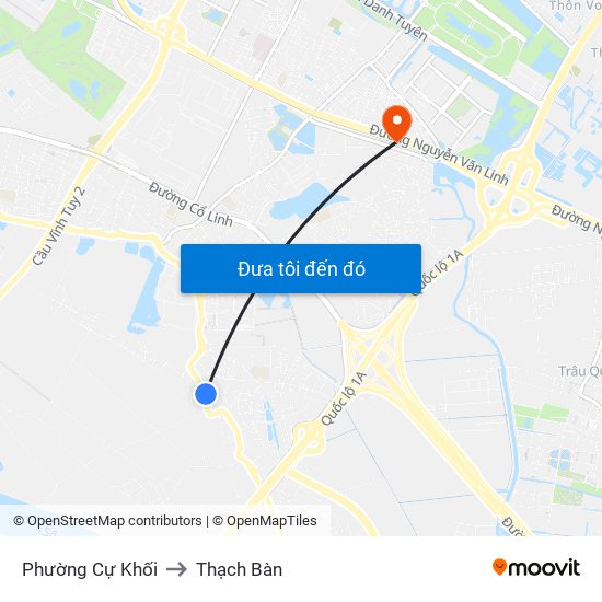 Phường Cự Khối to Thạch Bàn map