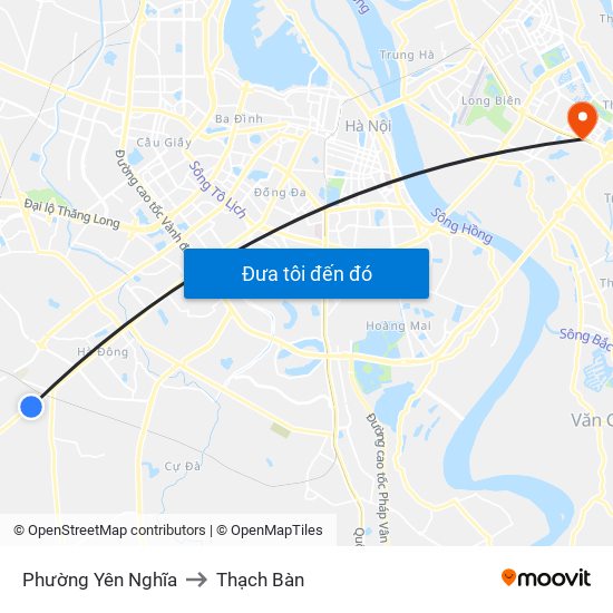 Phường Yên Nghĩa to Thạch Bàn map