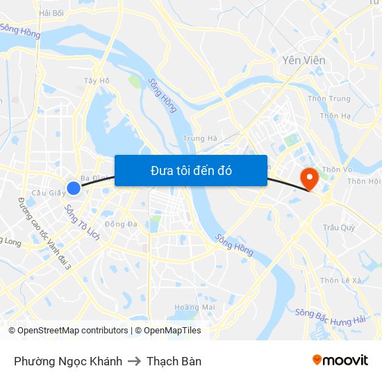 Phường Ngọc Khánh to Thạch Bàn map