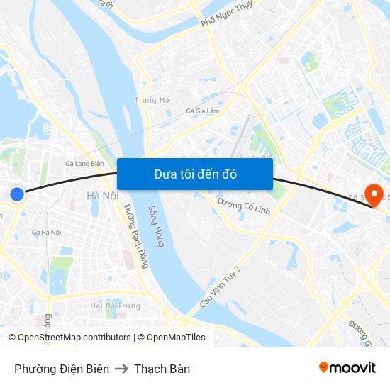 Phường Điện Biên to Thạch Bàn map