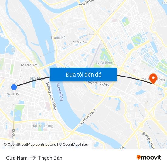 Cửa Nam to Thạch Bàn map