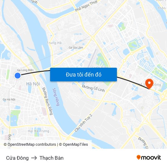 Cửa Đông to Thạch Bàn map