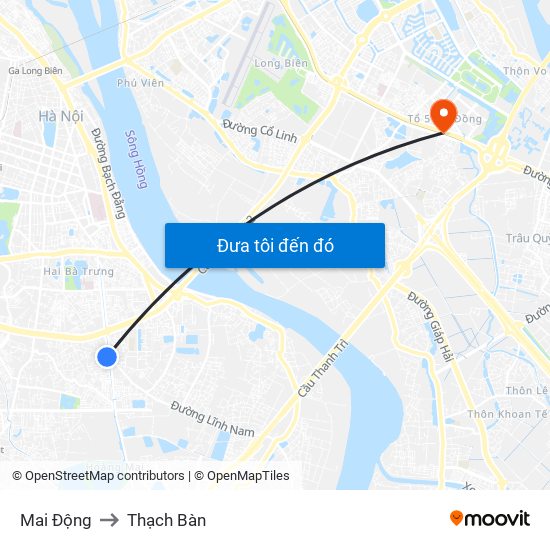 Mai Động to Thạch Bàn map