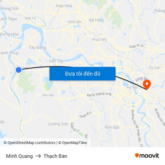 Minh Quang to Thạch Bàn map