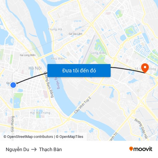 Nguyễn Du to Thạch Bàn map