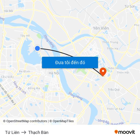 Tứ Liên to Thạch Bàn map