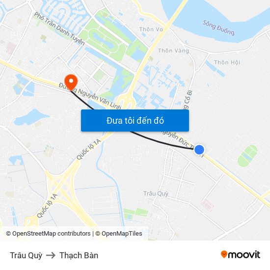 Trâu Quỳ to Thạch Bàn map