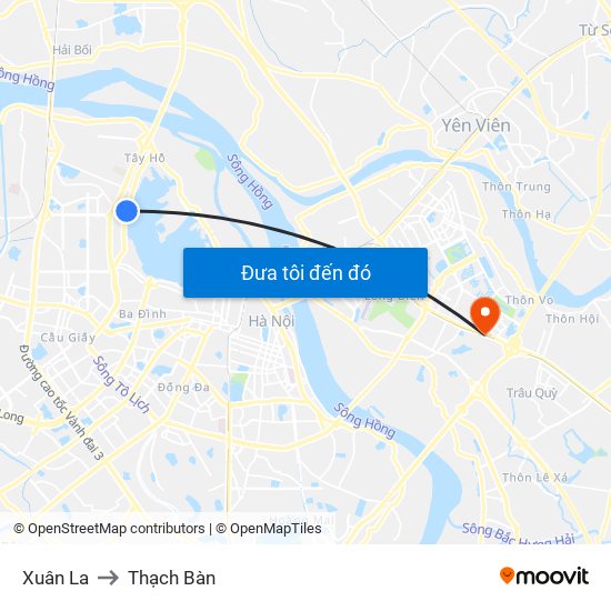 Xuân La to Thạch Bàn map