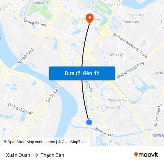 Xuân Quan to Thạch Bàn map