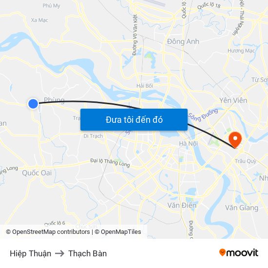 Hiệp Thuận to Thạch Bàn map