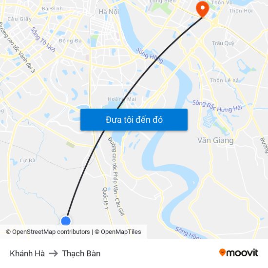 Khánh Hà to Thạch Bàn map