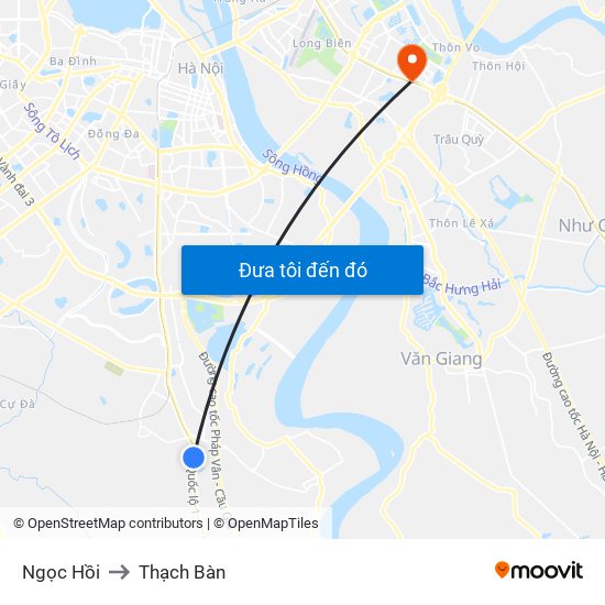 Ngọc Hồi to Thạch Bàn map