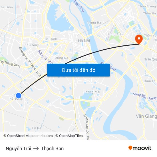 Nguyễn Trãi to Thạch Bàn map