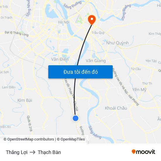 Thắng Lợi to Thạch Bàn map