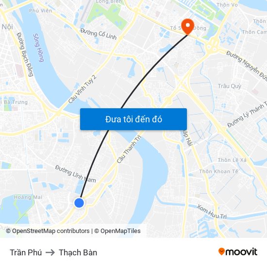 Trần Phú to Thạch Bàn map