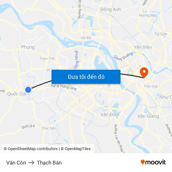 Vân Côn to Thạch Bàn map