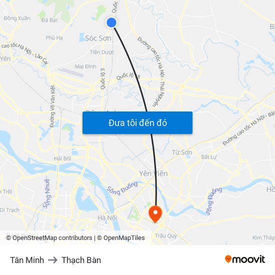 Tân Minh to Thạch Bàn map