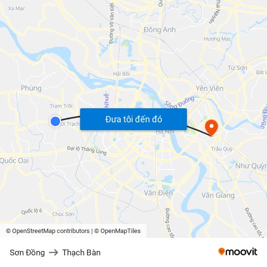Sơn Đồng to Thạch Bàn map