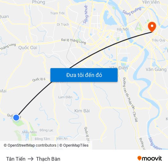 Tân Tiến to Thạch Bàn map