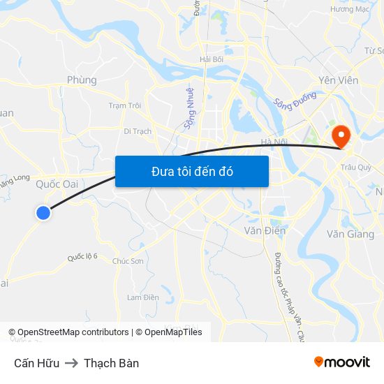 Cấn Hữu to Thạch Bàn map