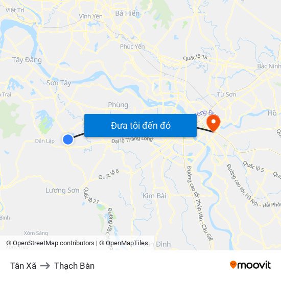 Tân Xã to Thạch Bàn map