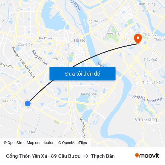 Cổng Thôn Yên Xá - 89 Cầu Bươu to Thạch Bàn map