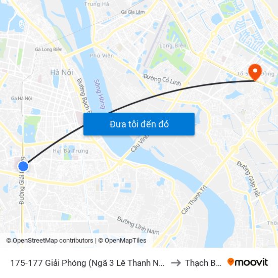 175-177 Giải Phóng (Ngã 3 Lê Thanh Nghị) to Thạch Bàn map