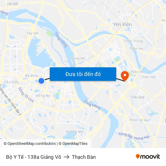 Bộ Y Tế - 138a Giảng Võ to Thạch Bàn map